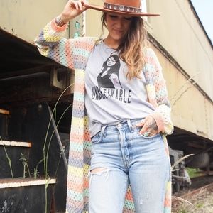 Multicolored Knee length cardigan